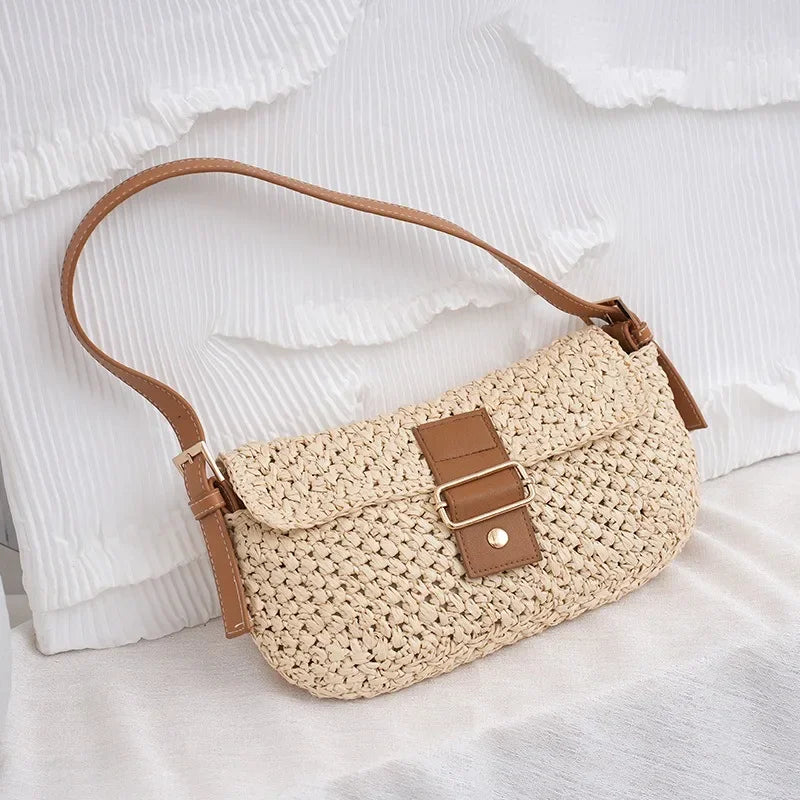 Femlion Woven Saddle Bag: Trendy Single Shoulder Crossbody for Women 2023