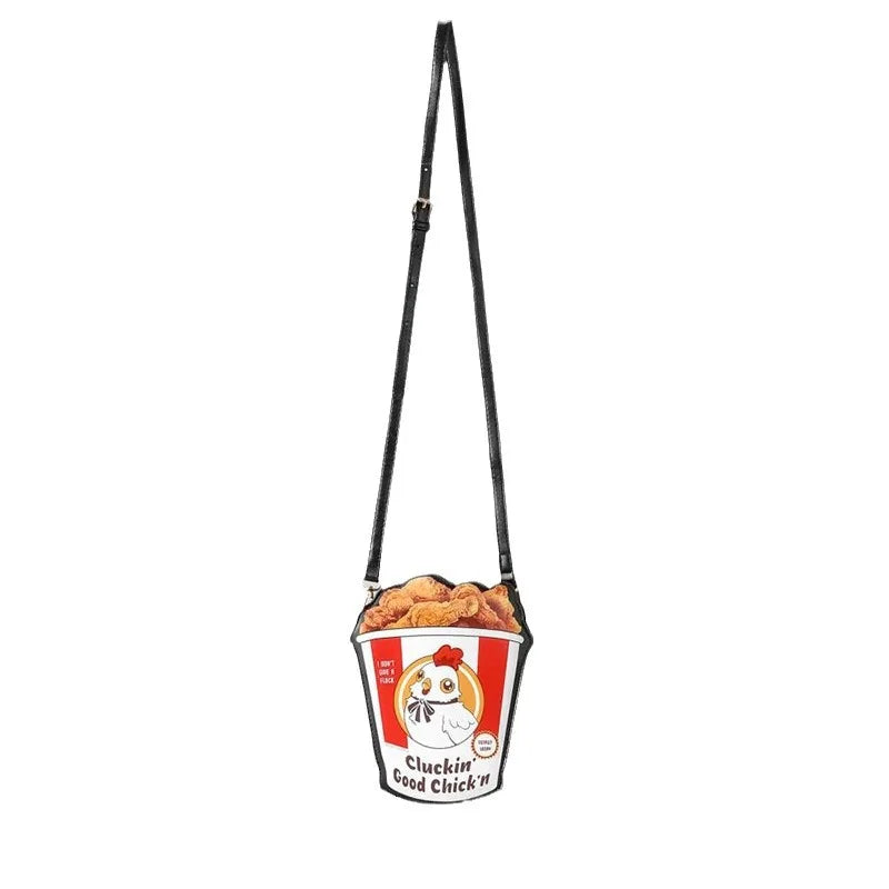 Fun Fried Chicken Bucket Design Crossbody Bag for Women by Femlion - Cute & Stylish Shoulder Purse