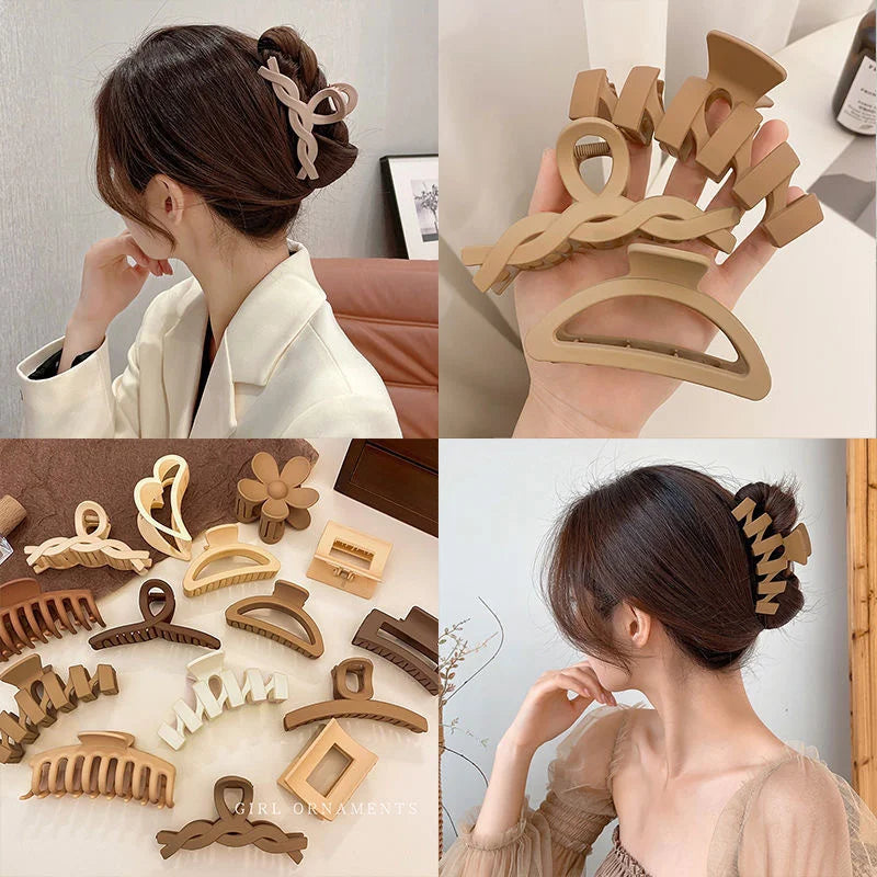 Femlion Geometric Coffee Beige Acrylic Hair Claw Clips for Women