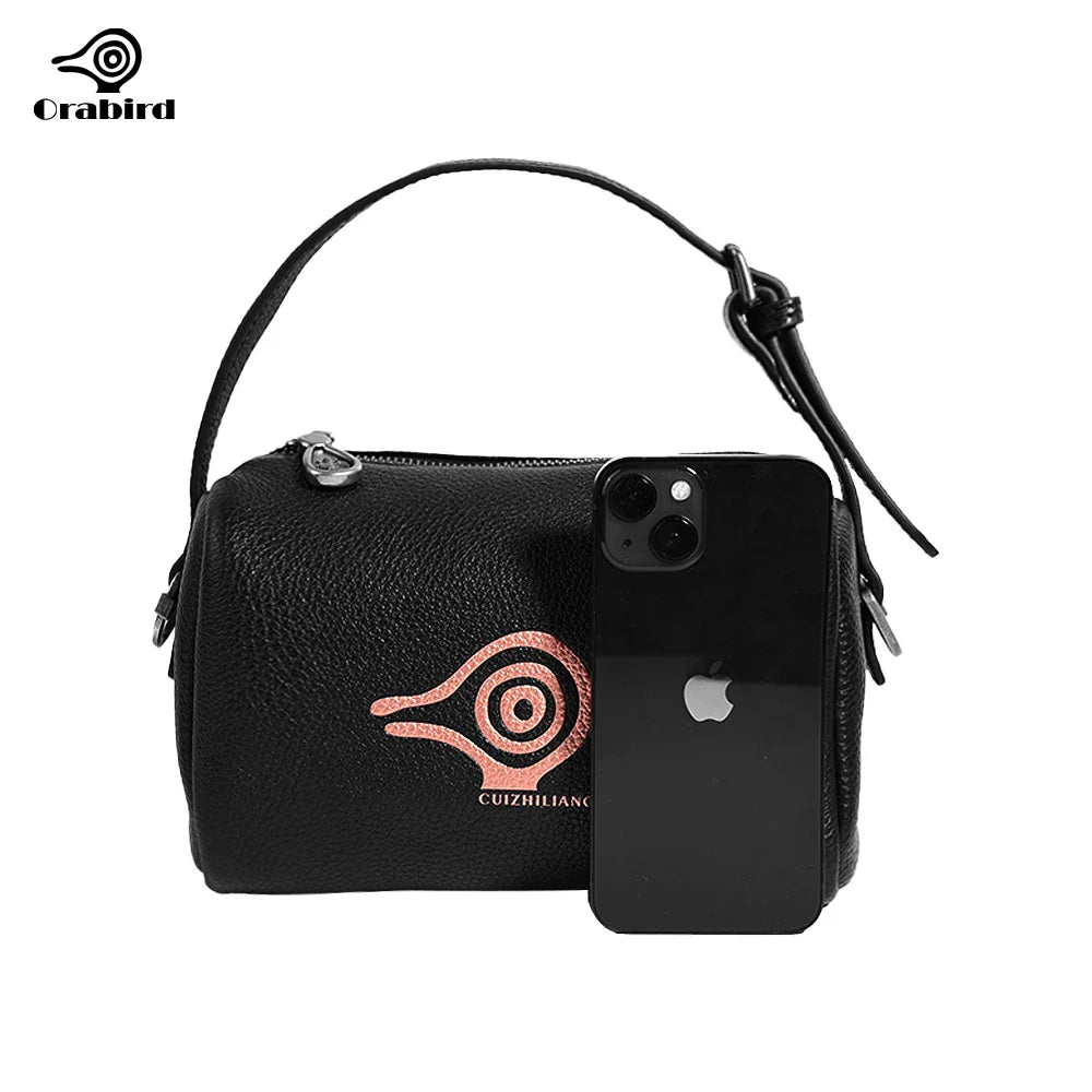 Femlion Vintage Cowhide Leather Crossbody Bag