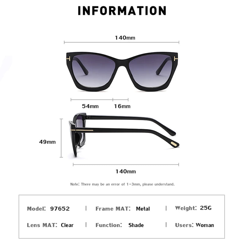 Femlion Retro Cat Eye Sunglasses Square Sun Glasses for Women Luxury Designer