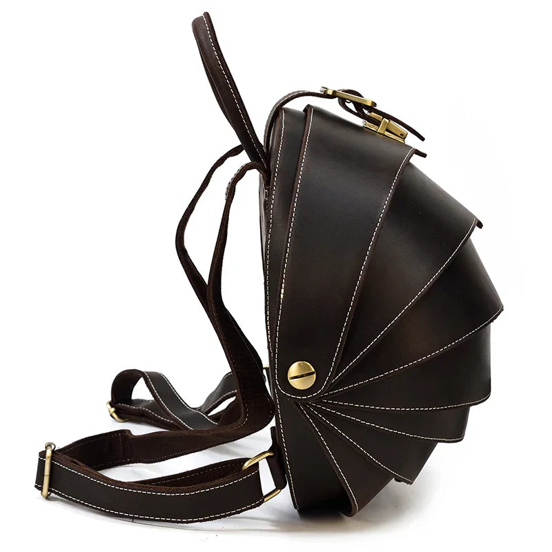 Femlion Beetle Backpack: Vintage Crazy Horse Leather, Anti-theft Designer Bagpack