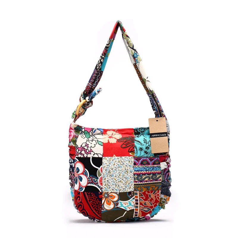 Femlion Floral Patchwork Hobo Shoulder Bag for Women