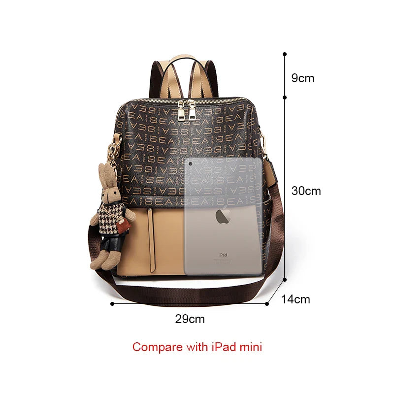 Femlion Monogram PVC Backpack: Stylish Travel Laptop Bag with Large Capacity