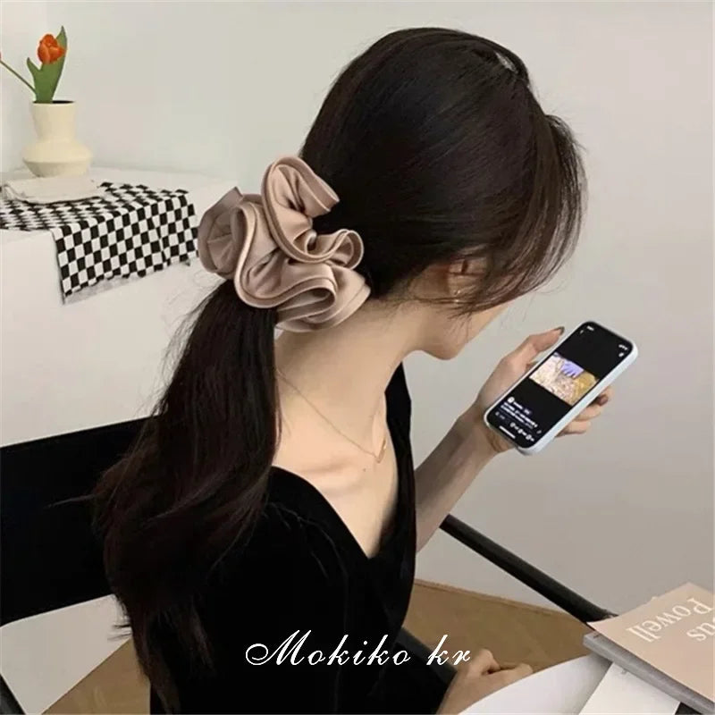 Femlion Ruffle Scrunchie Hair Bands Women Girls Elastic Ribbon Hair Ties Headwear