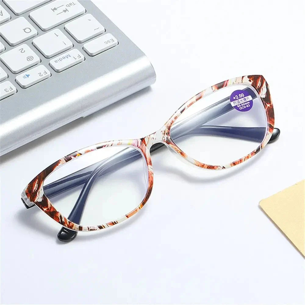 Femlion Printed Frame Anti-Blue Light Reading Glasses Men Women +1.0~+4.0