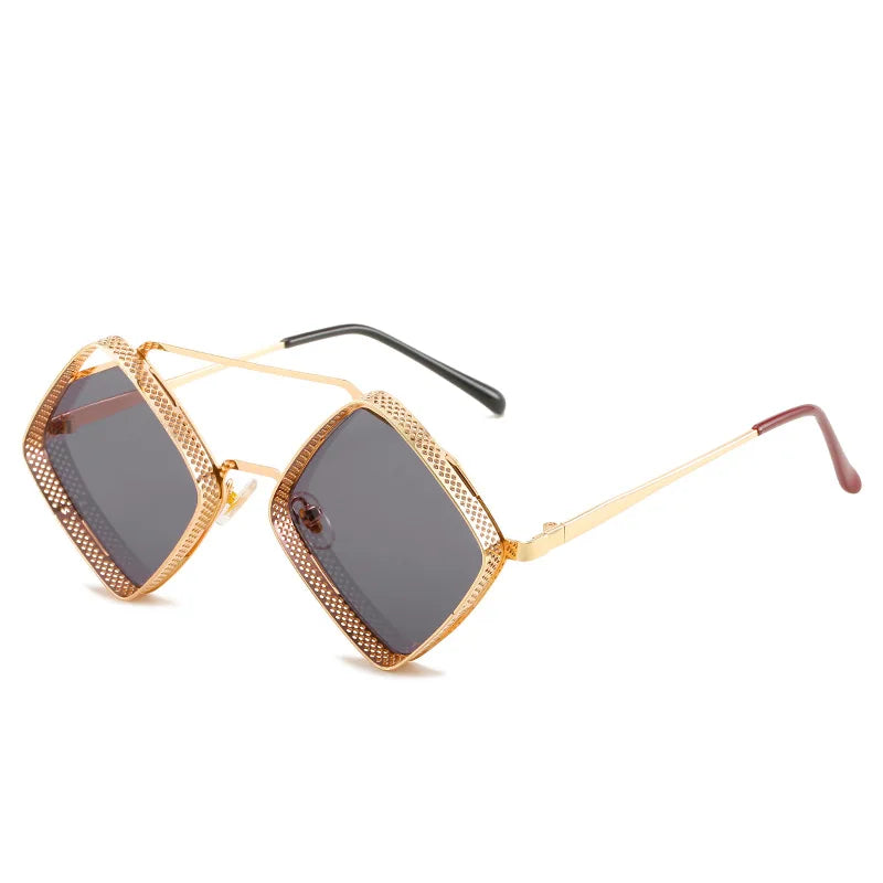 Femlion Retro Metal Hollow Frame Steampunk Sunglasses UV400 High Quality Fashion Glasses