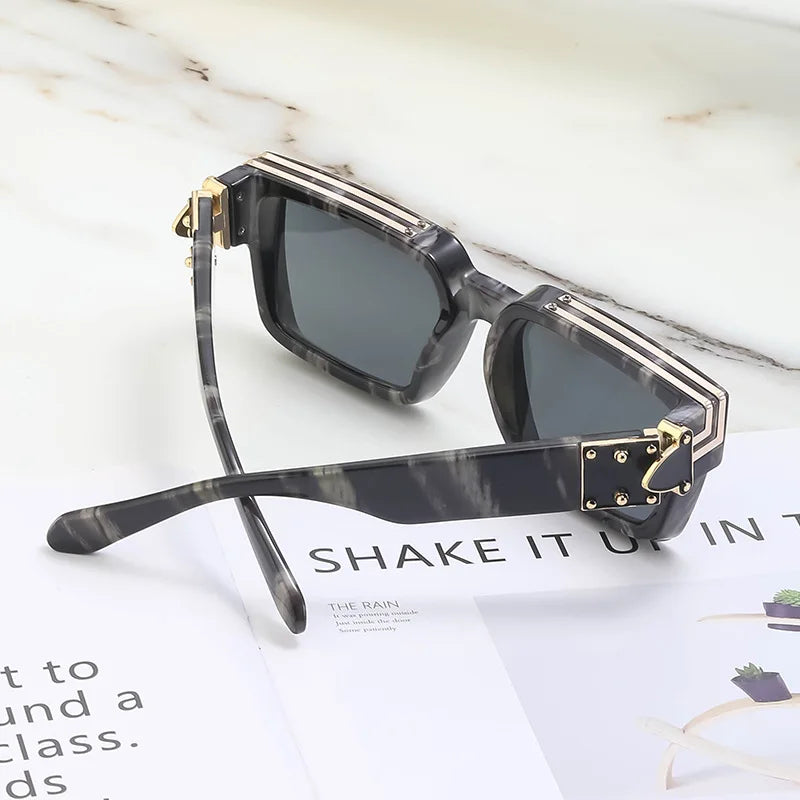 Femlion Square Sunglasses for Women and Men - Trendy European American Street Style