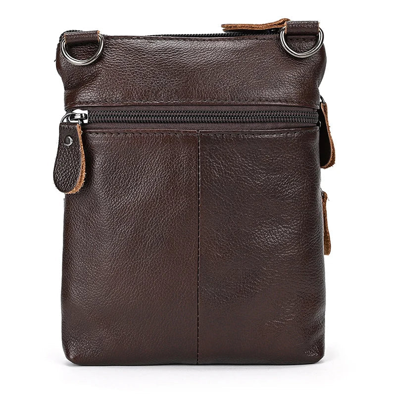 Femlion Men's Small Leather Crossbody Bag for Phone 6" 7" - Stylish Sling Waist Bag