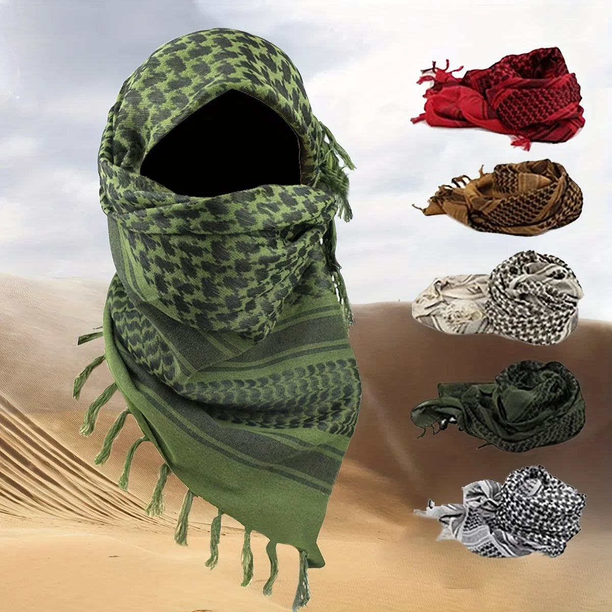 Femlion Tactical Desert Arab Scarf for Military, Hiking, and CS - Windproof Men and Women