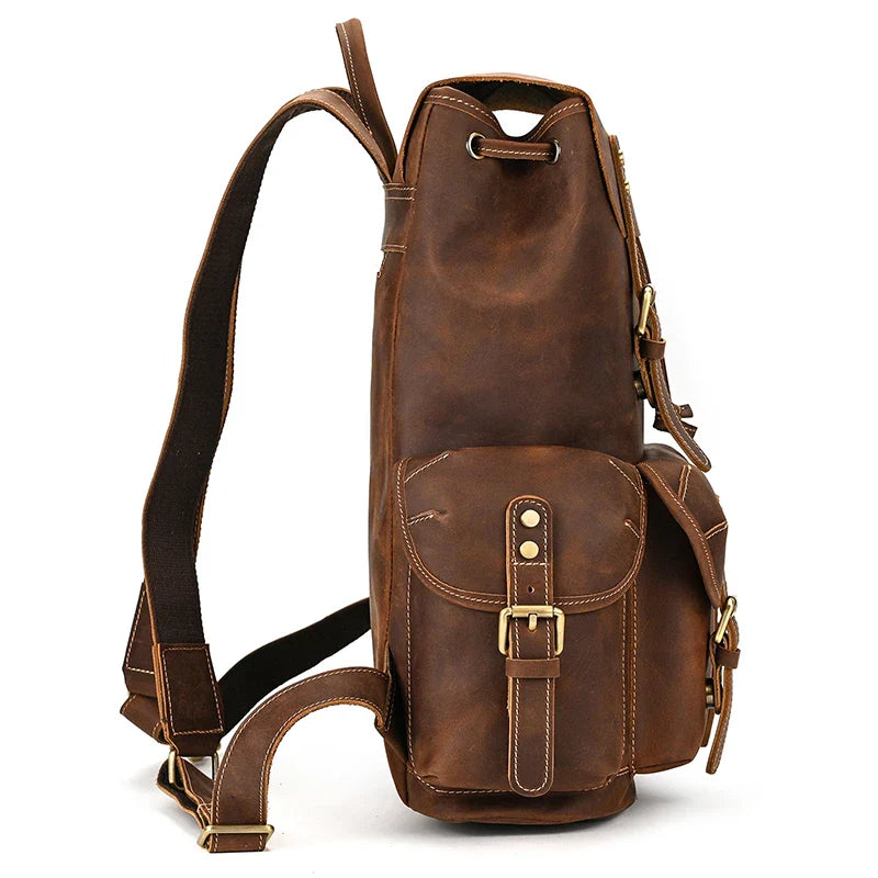 Men's Vintage Leather Backpack: Femlion Top Grade Fashion Bag Pack