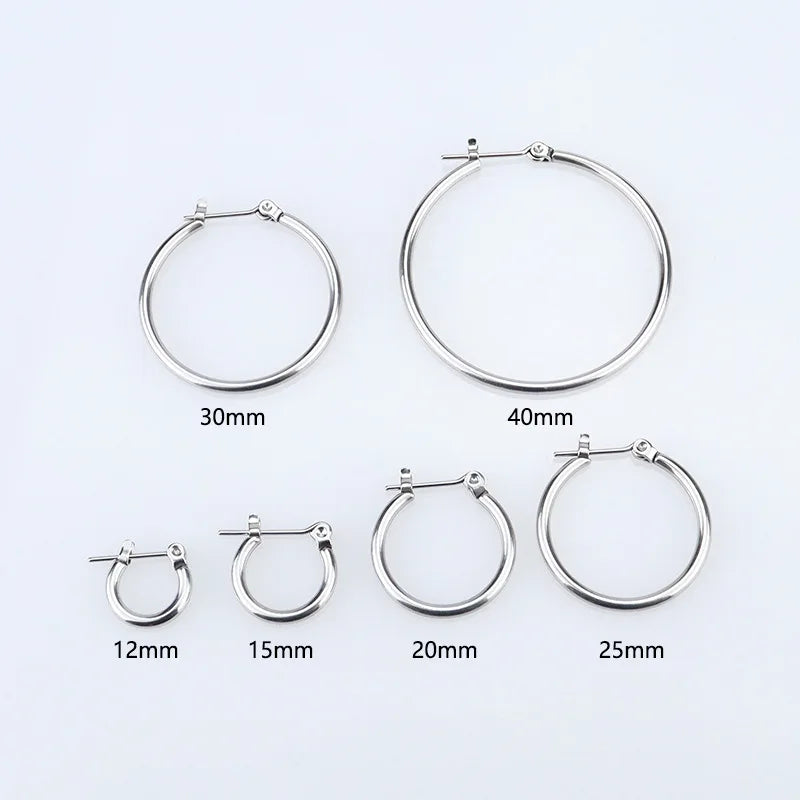 Femlion Gold Stainless Steel Circle Hoop Earrings Set - 6 Sizes Punk Rock Jewelry