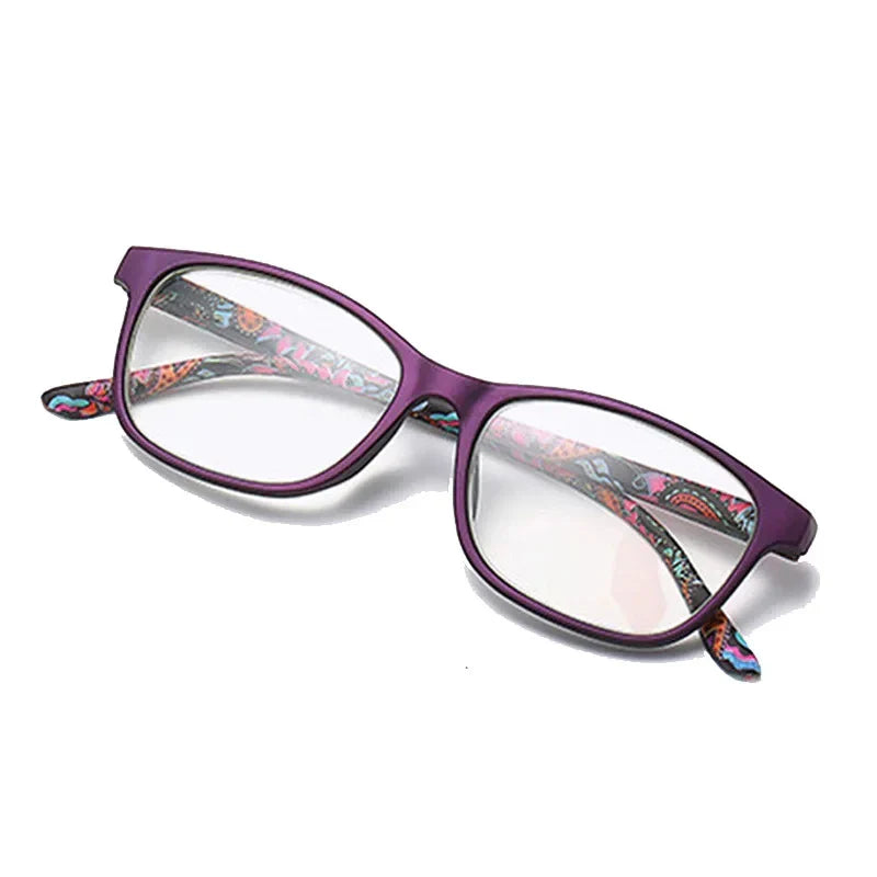 Femlion Blue Light Flower Print Reading Glasses +1.0 to +4.0