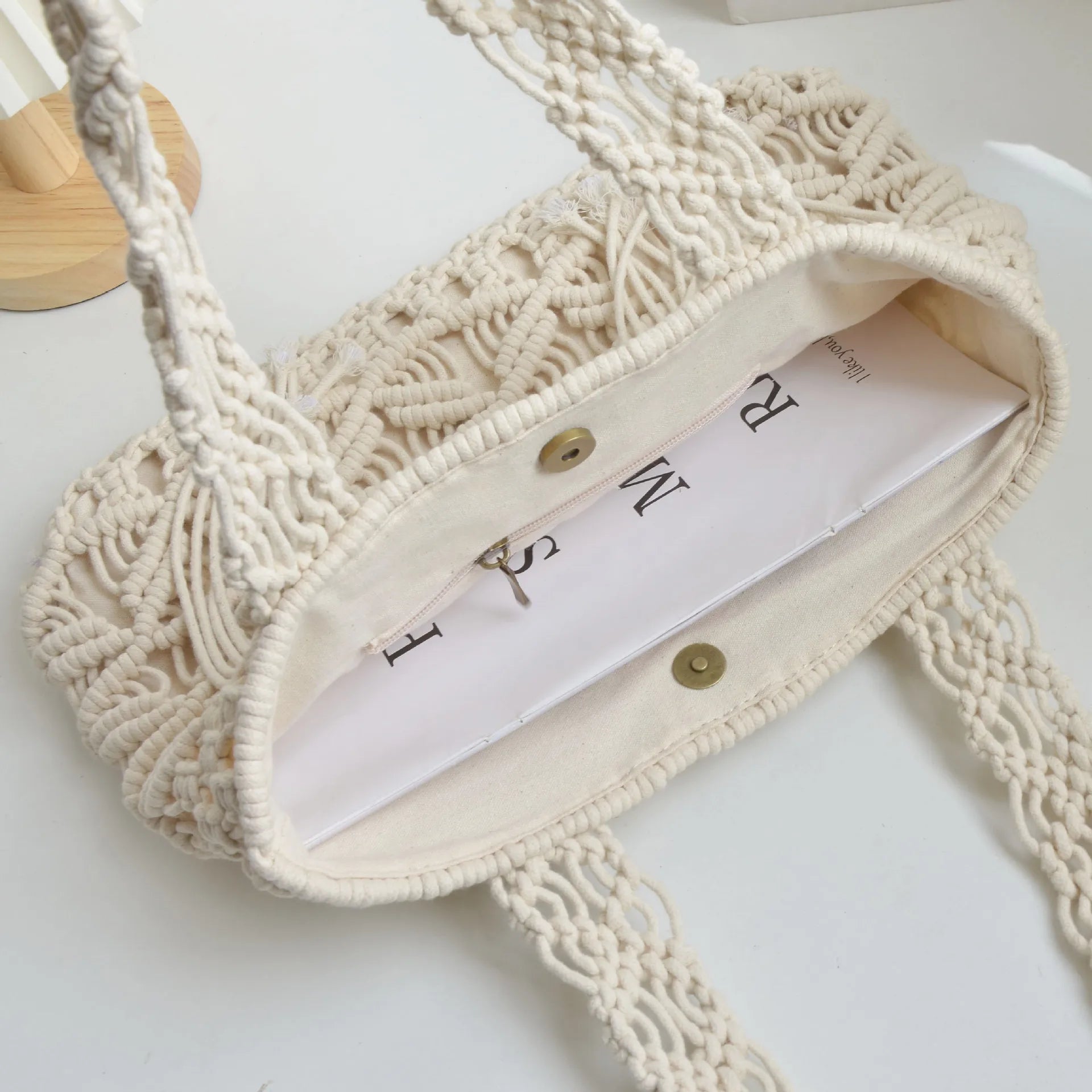 Femlion Cotton Rope Beach Shoulder Bag