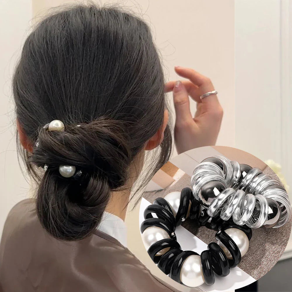 Femlion Pearl Bead Hair Tie Ring Scrunchies for Women Hair Accessories