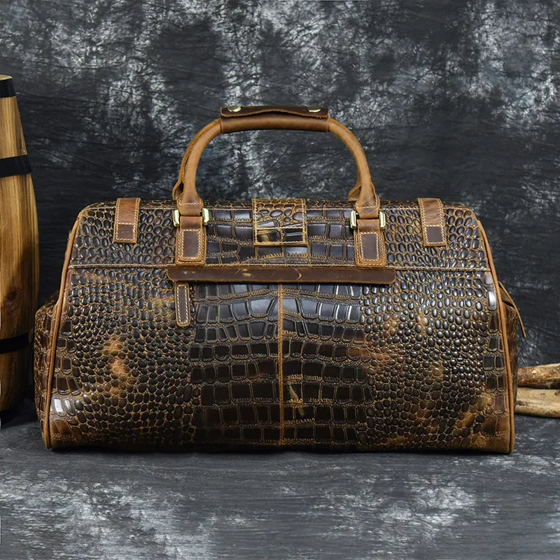 Femlion Vintage Cow Leather Weekender Bag: Stylish Man Travel Luggage & Shoulder Handbag