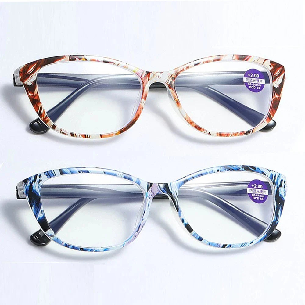 Femlion Printed Frame Anti-Blue Light Reading Glasses Men Women +1.0~+4.0