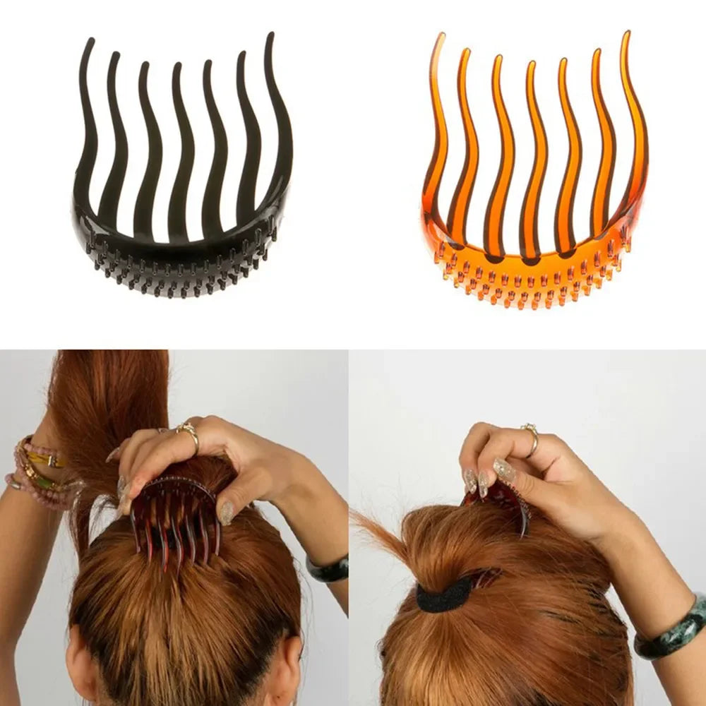 Femlion Fluffy Stick Bun Hairpin Women Hair Clip Bump Comb Barrette Hair Braiding Tool