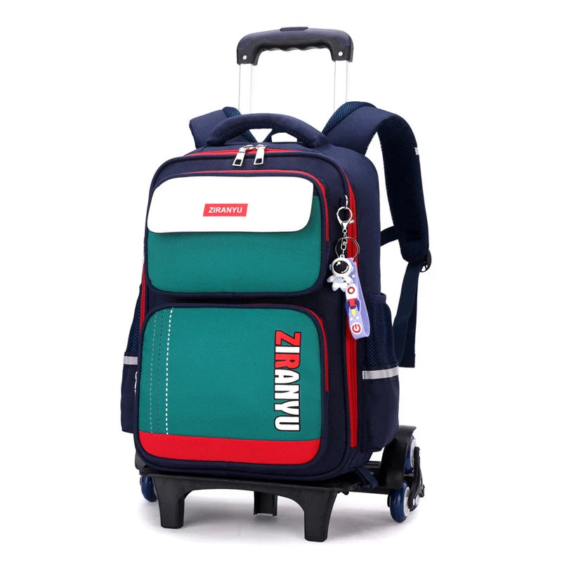 Femlion Kids' Rolling Backpack Junior High School Wheeled Bag Student Trolley Schoolbags