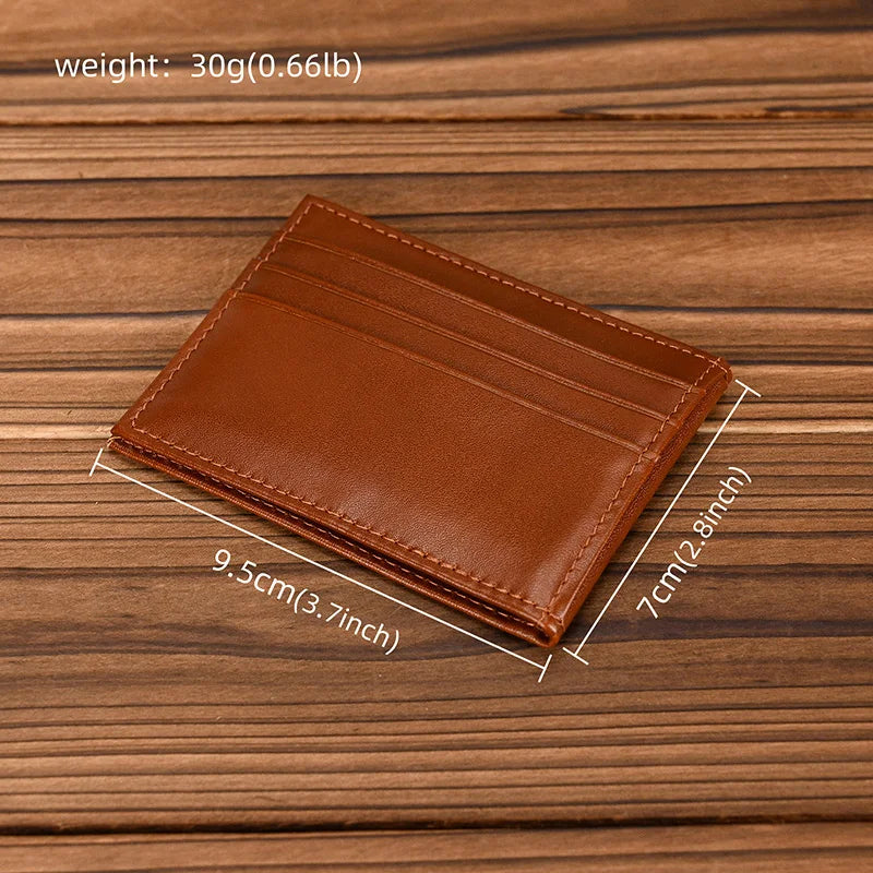 Femlion Genuine Leather Card Holder Wallet for Men Women