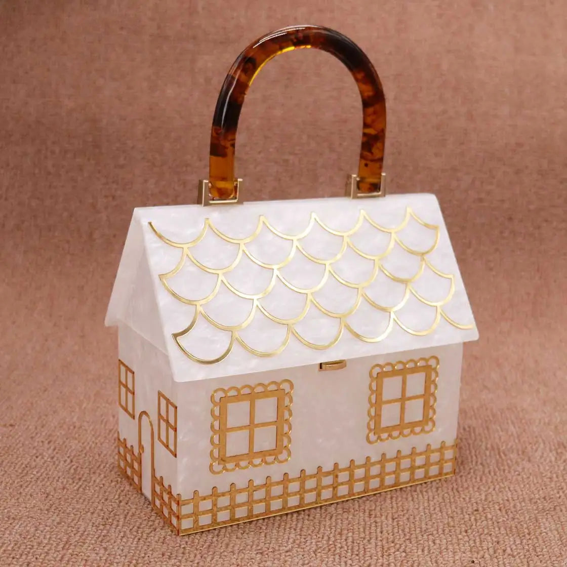 Femlion White Acrylic Designer Handbags: Luxury Box Tote Bags for Fashionable Women