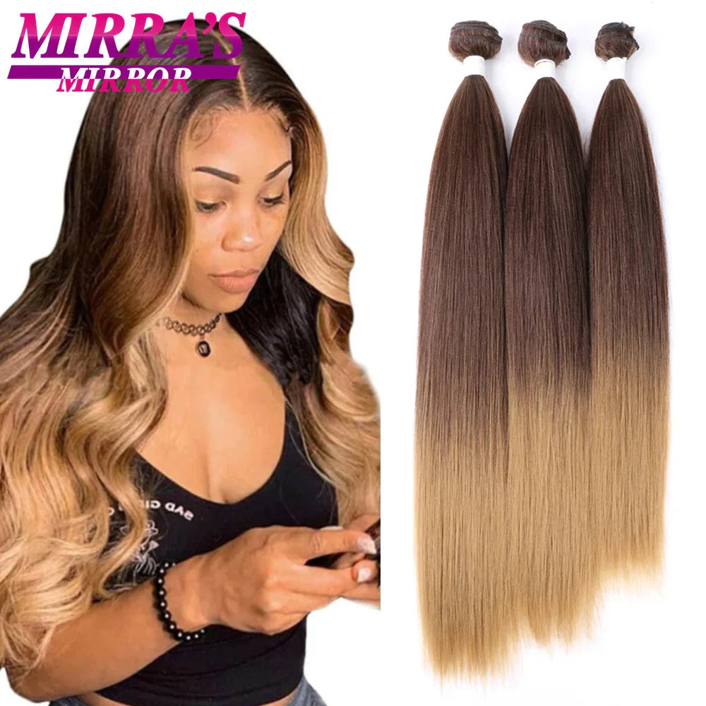 22/24/26 Inch Ombre Brown Synthetic Hair Weave Ponytail by Femlion