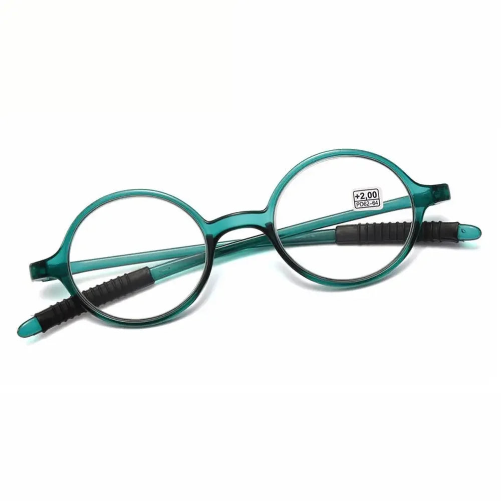 Femlion Spring Hinge Round Frame Reading Glasses for Parents, Stylish & Portable Magnification