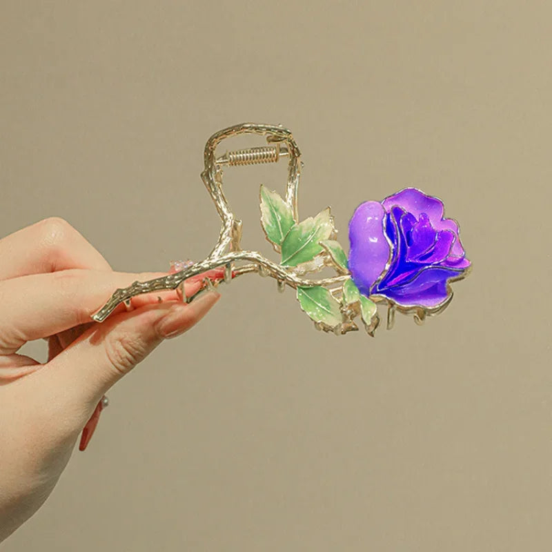 Femlion Rose Hair Claw: Elegant Vintage Ponytail Holder & Styling Tool for Women & Girls