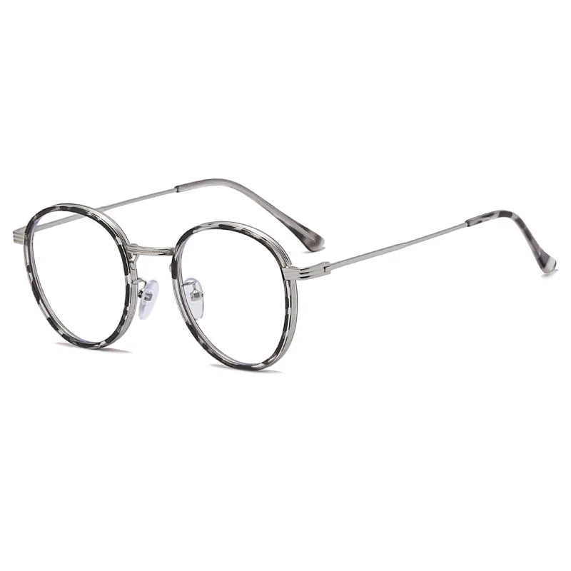 Femlion Retro Round Metal Anti Blue Light Clear Glasses for Women