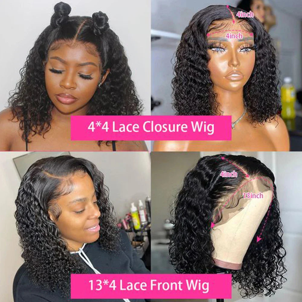 Femlion 13x4 Lace Front Bob Wig | Curly Human Hair Closure Wig