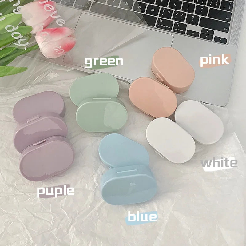 Femlion Mini Contact Lens Case with Mirror - Portable Candy Color Eye Care Container