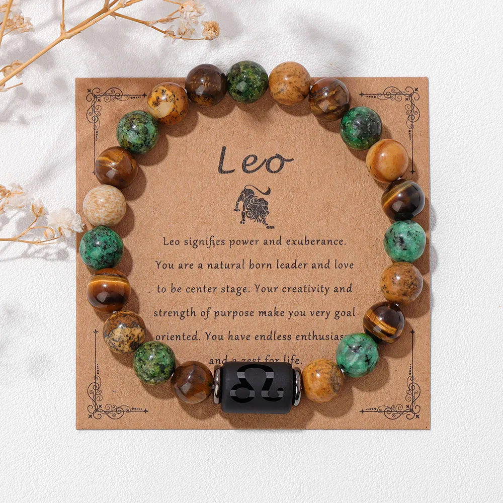 Zodiac Sign Cat Eye Stone Bracelet by Femlion - Men's & Women's Constellation Jewelry