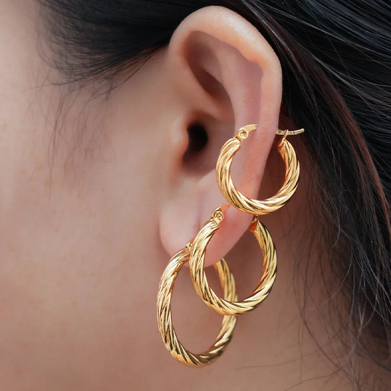 Femlion Gold Twist Hoop Earrings: Vintage Stackable Circle Hoops for Women