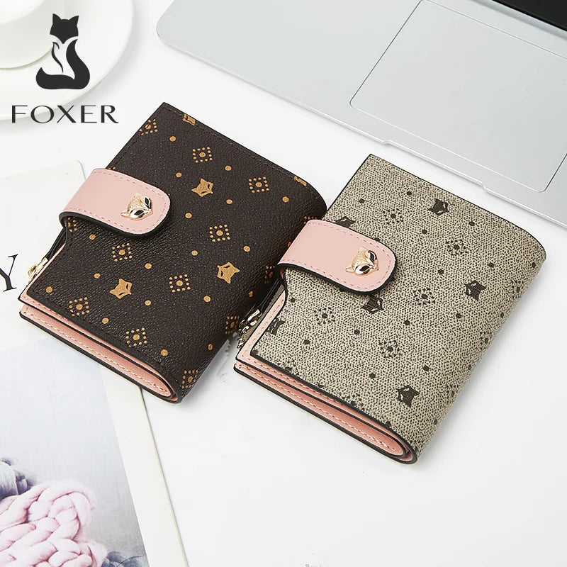 Femlion Short Wallet: Animal Print PVC, Large Capacity Card Holder, Zipper Coin Pocket