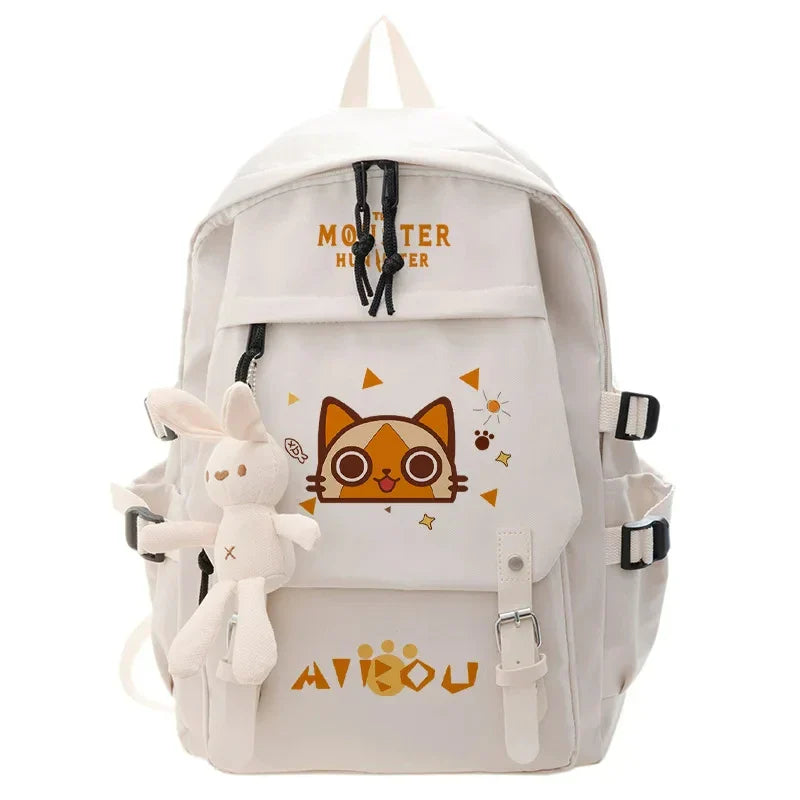 Femlion Monster Hunter Cat Backpack Schoolbag for Teenagers & Students