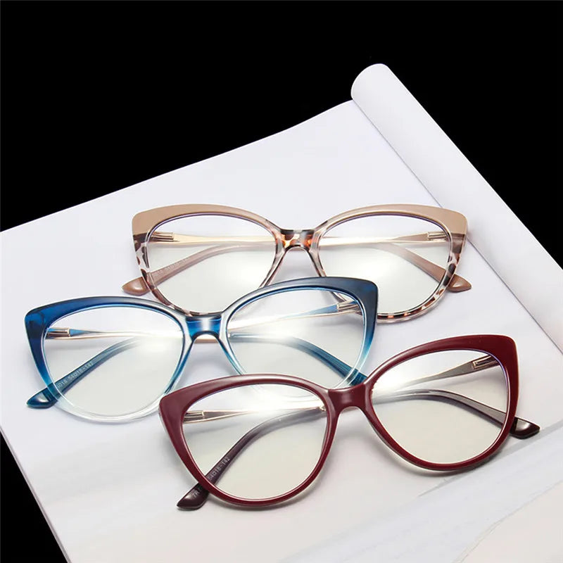 Femlion Cat Eye TR90 Glasses Frame: Anti Blue Light Vintage Clear Eyewear