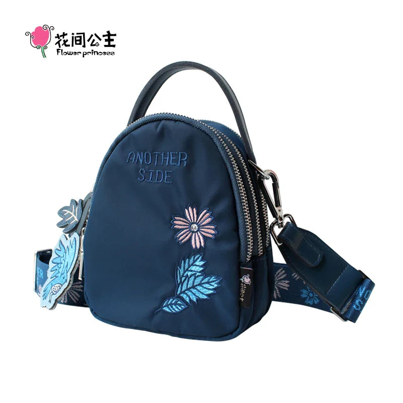 Femlion Summer Mini Crossbody Bag with Wide Strap in Nylon Cloth