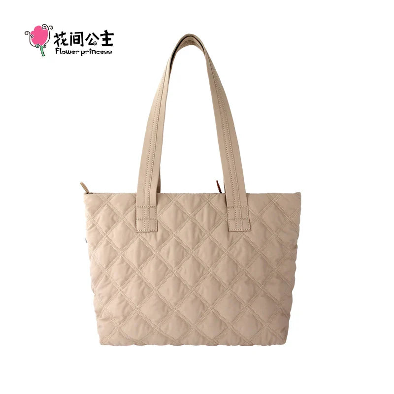 Femlion Quilted Shoulder Tote Handbag 2024 Trend Fashion Designer Large Women's Bag