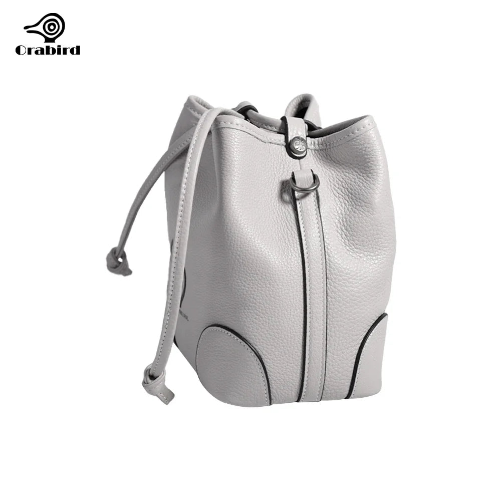 Femlion Chic Leather Bucket Bag: Elegant Crossbody Handbag for Women