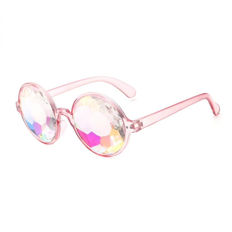 Femlion Round Kaleidoscope Sunglasses for Rave Party Prism EDM Glasses