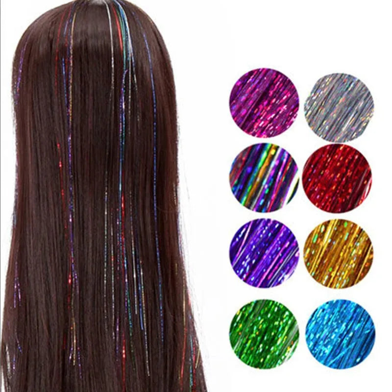 Femlion Holographic Hair Tinsel: Sparkle Glitter Hair Extensions - 120 Strands