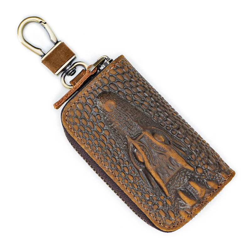 Femlion Genuine Leather Alligator Pattern Key Wallet for Men - Key Holder Case & Key Bag