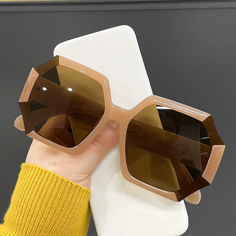 Femlion Polygonal Square Sunglasses with Gradient Lenses for Women