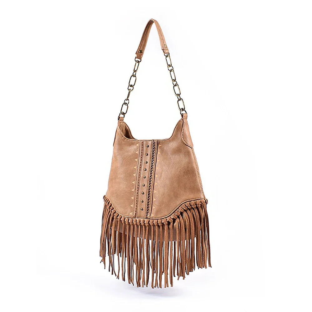 Femlion Vintage PU Leather Tote Bag with Tassel - High-Quality Women's Handbag