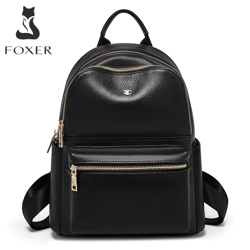 Femlion Soft Leather Backpack Large Capacity School Travel Bag Women Shoulder Bag