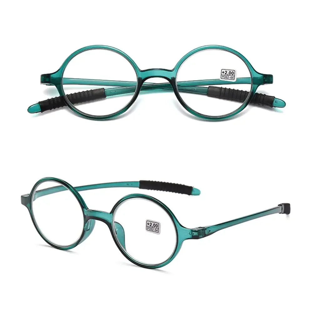 Femlion Spring Hinge Round Frame Reading Glasses for Parents, Stylish & Portable Magnification