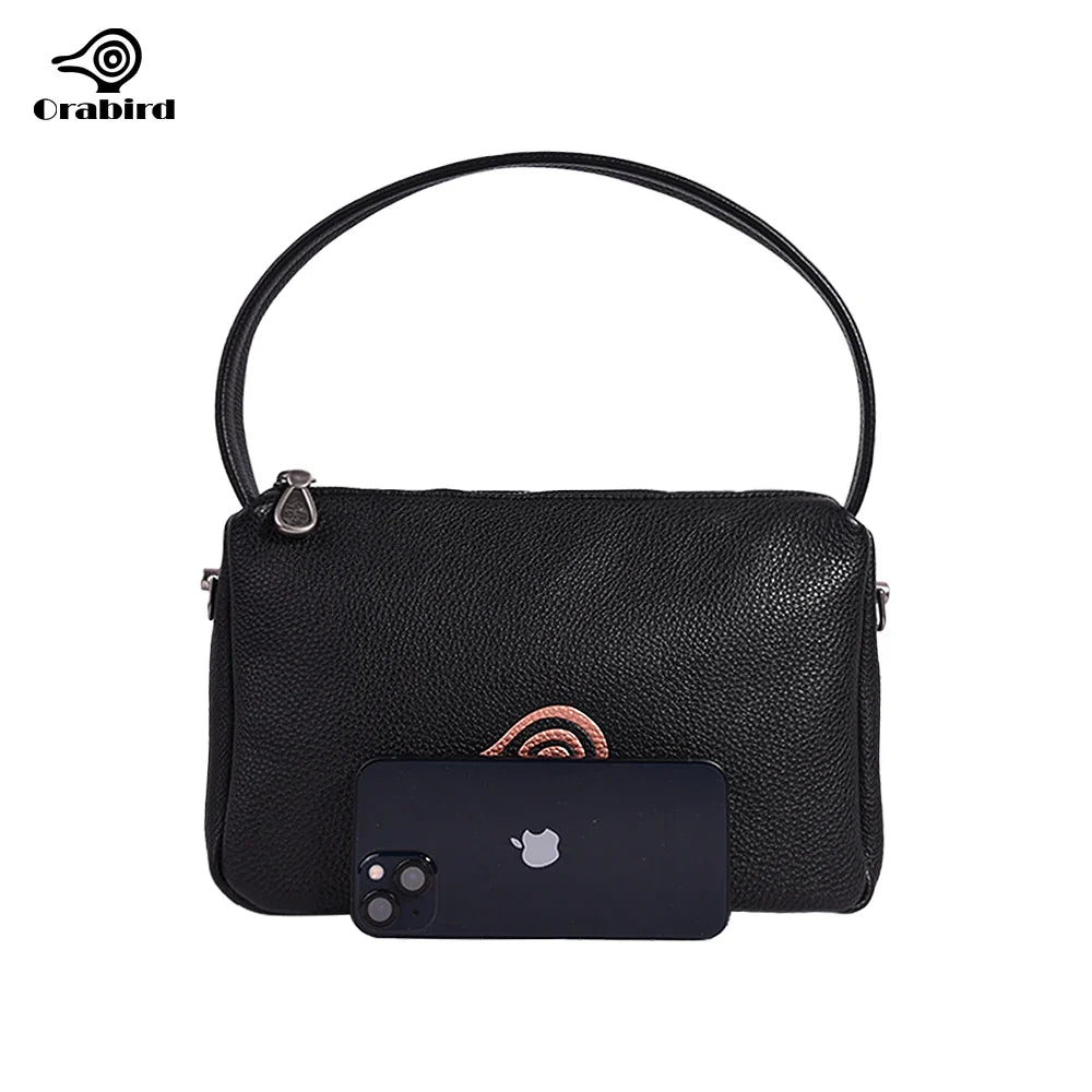 Femlion Retro Cow Leather Small Crossbody Bag for Casual Women