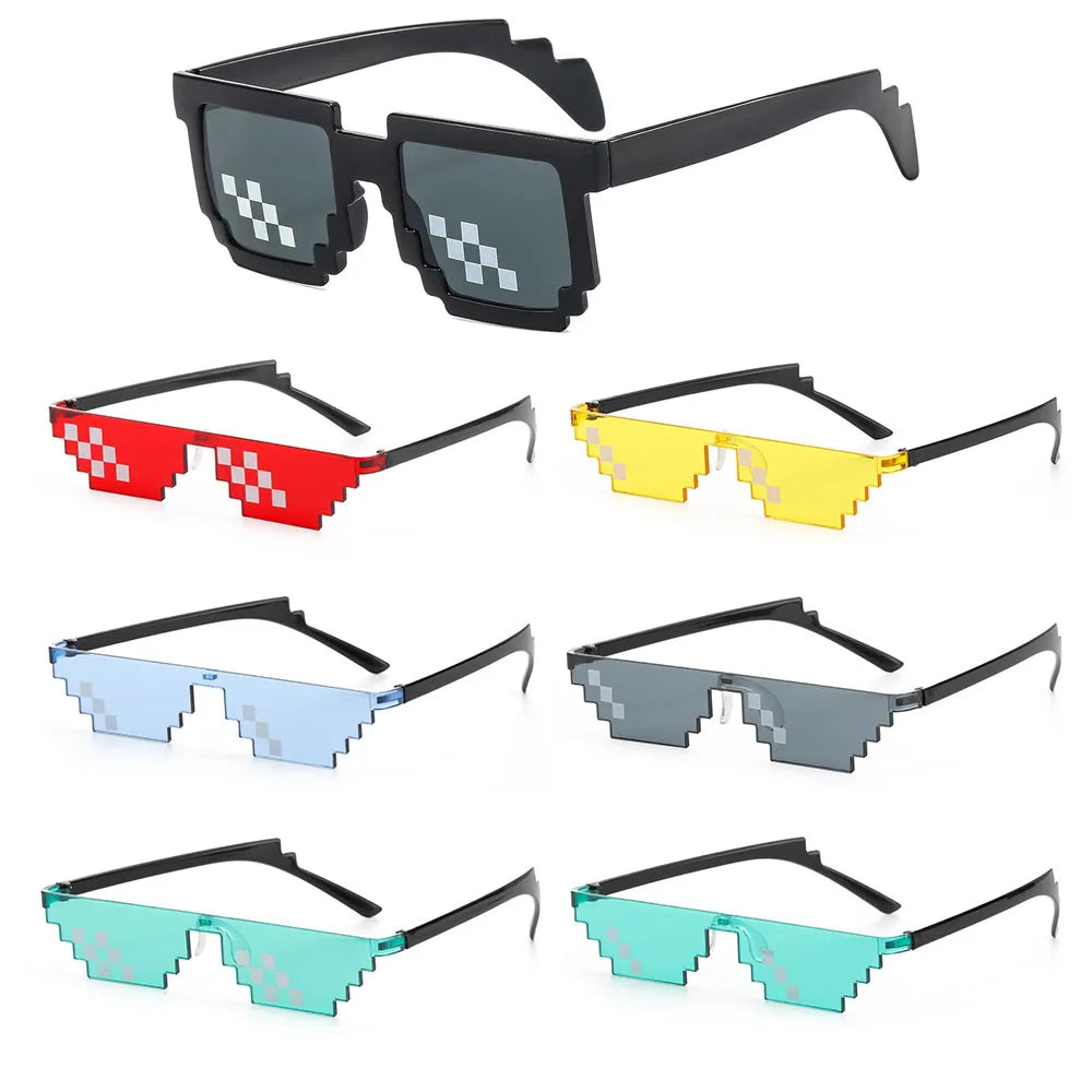 Femlion Pixel Mosaic Sunglasses Retro Fashion UV400 Sun Glasses