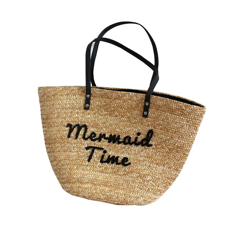 Femlion Wheat Straw Beach Bag - Rural Vacation Style - 2023 Trend