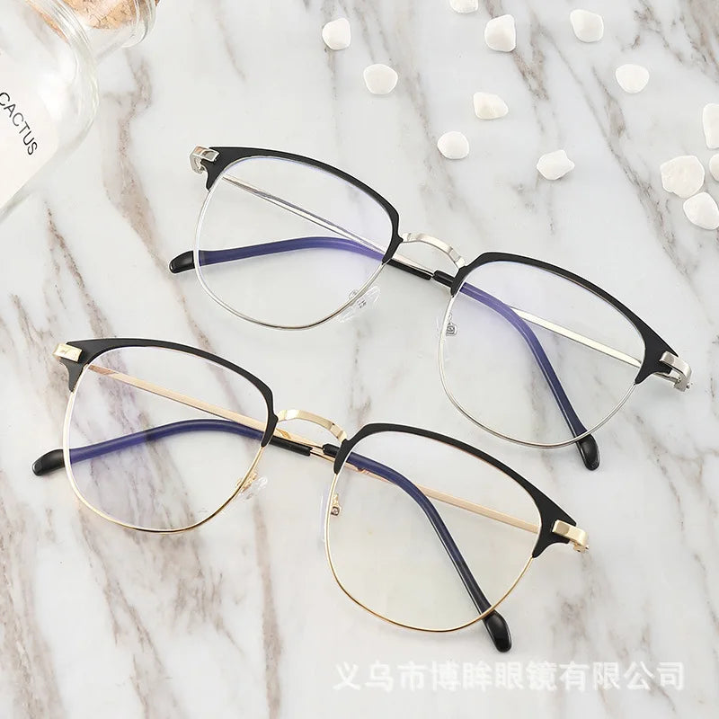 Femlion Polygon Metal Frame Glasses Unisex Square Eyewear Men Women Plain Nearsighted